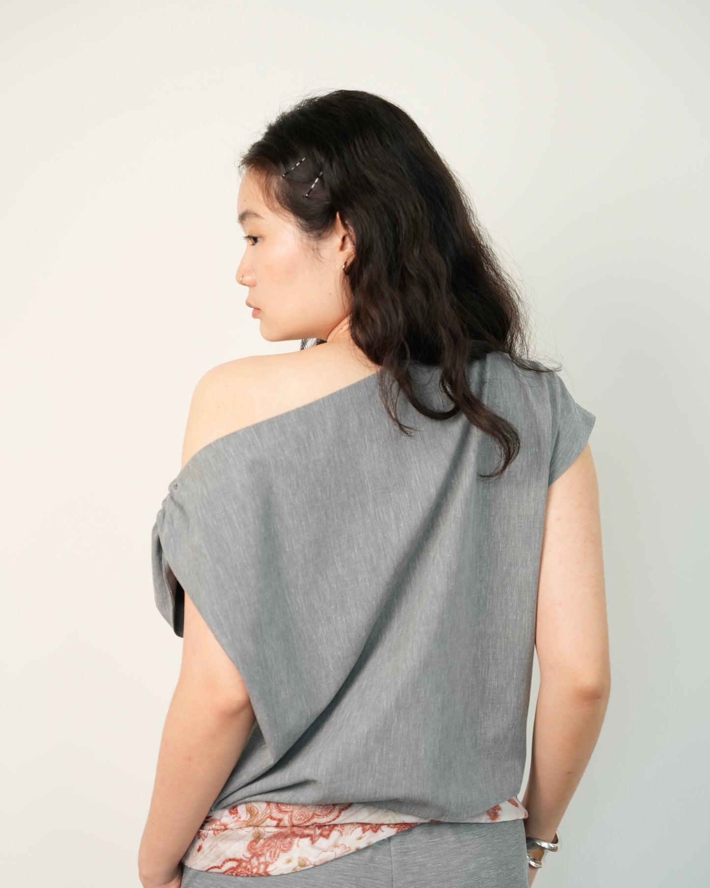 Asymmetrical Drape Top in Heather