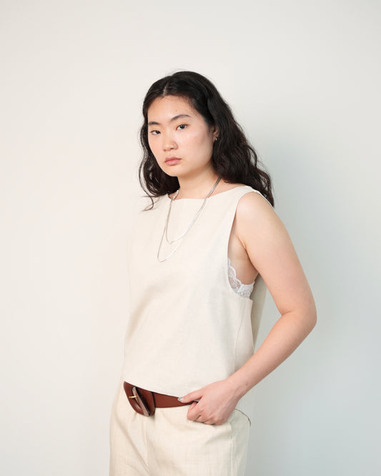 Twisted Back Tank in Flax