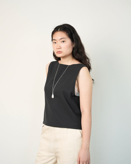 Twisted Back Tank in Black