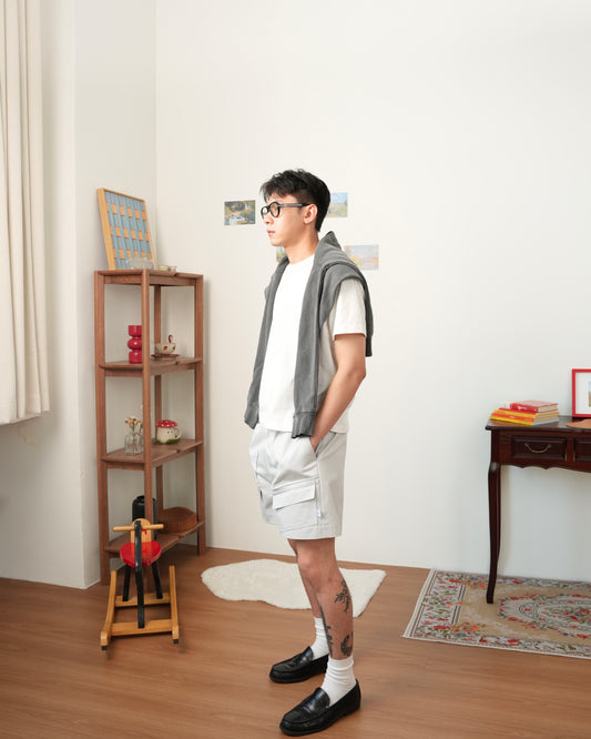 Unisex Cargo Shorts in Fog