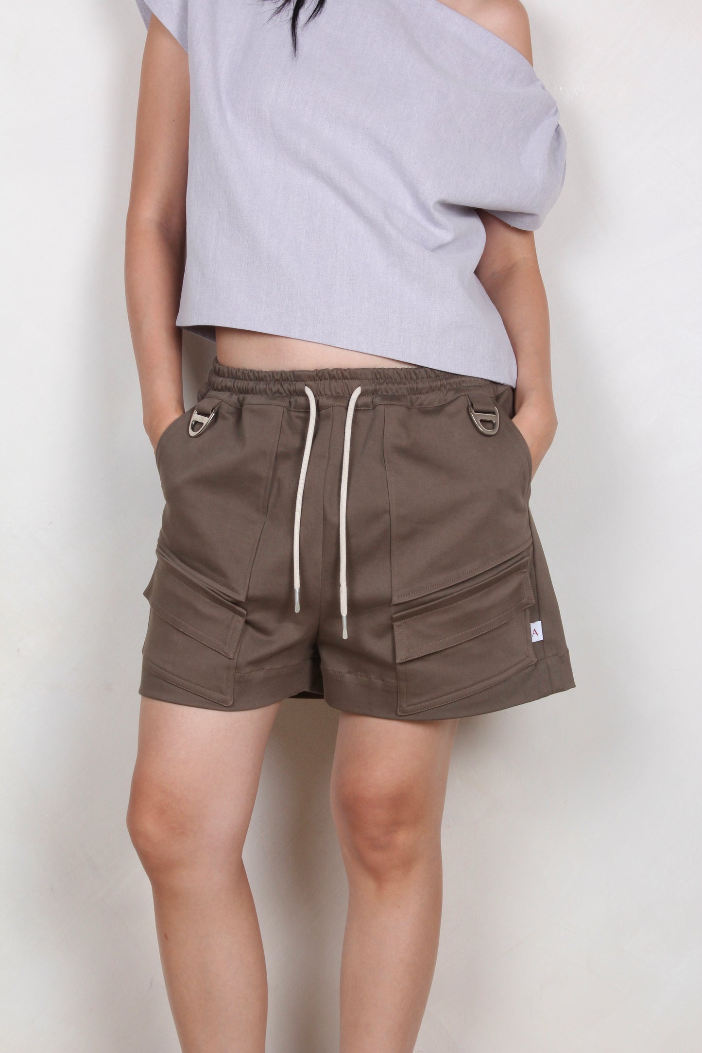 Unisex Cargo Shorts in Mink Khaki