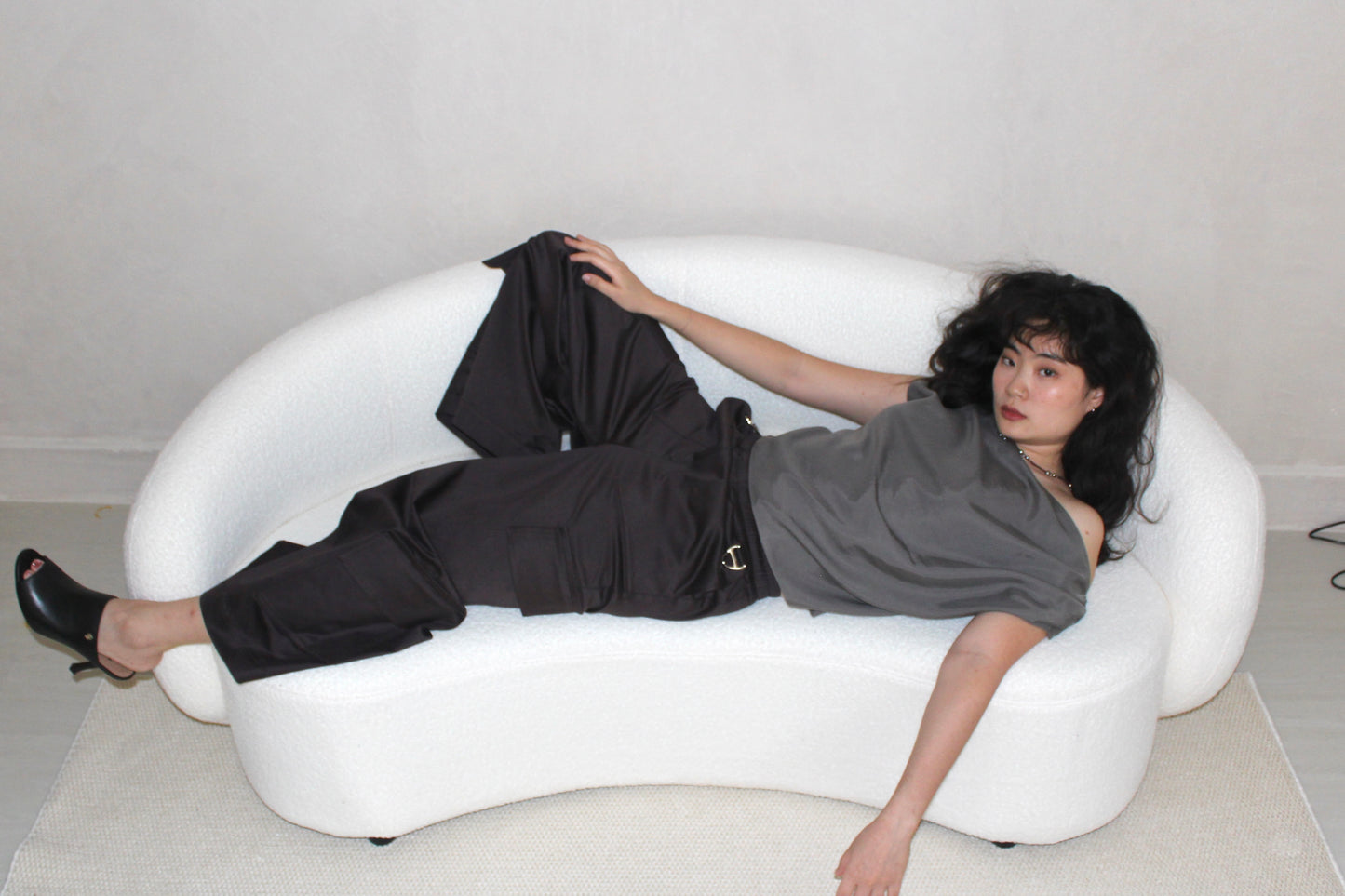 Asymmetrical Drape Top in Steel