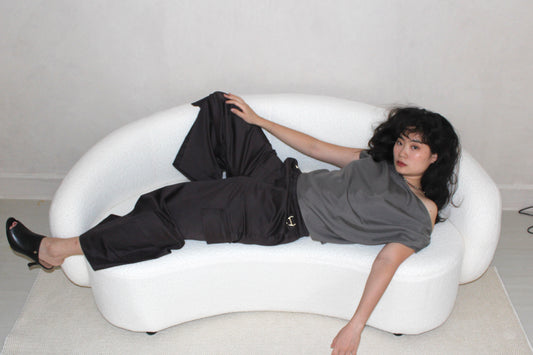 Asymmetrical Drape Top in Steel