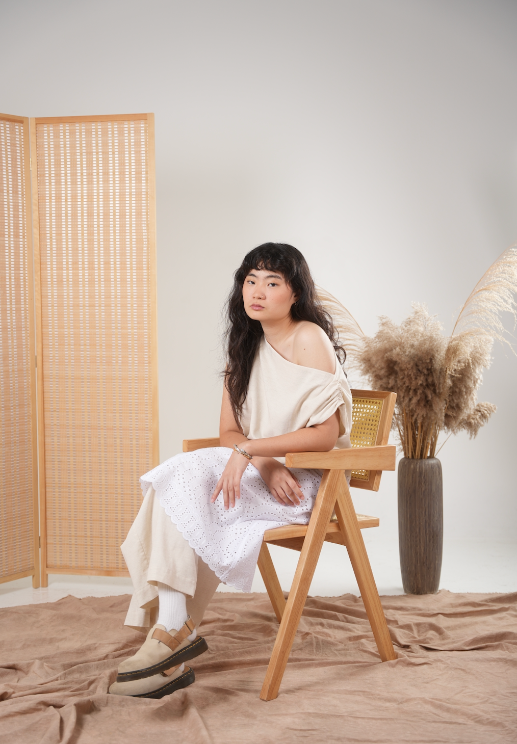 Panelled A Line Skirt in Wave Broderie