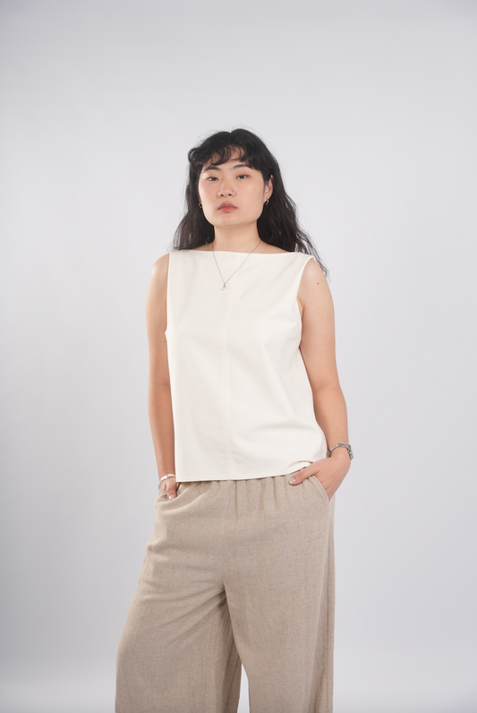 Boat Neck Tank in Cream