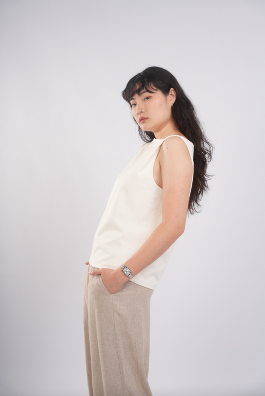 Boat Neck Tank in Cream