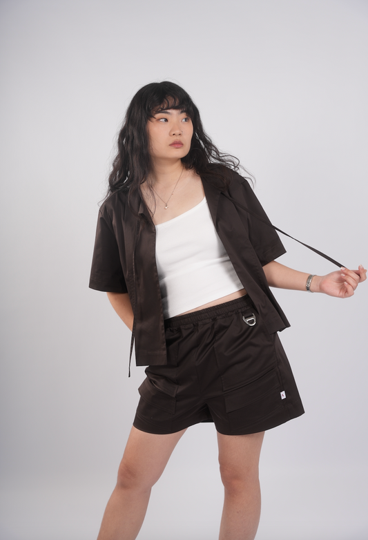 Unisex Cargo Shorts in Deep Cocoa