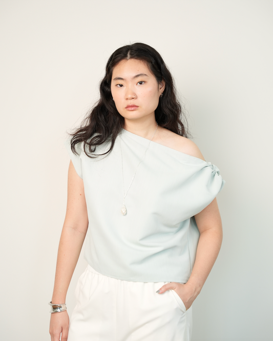 Asymmetrical Drape Top in Mint