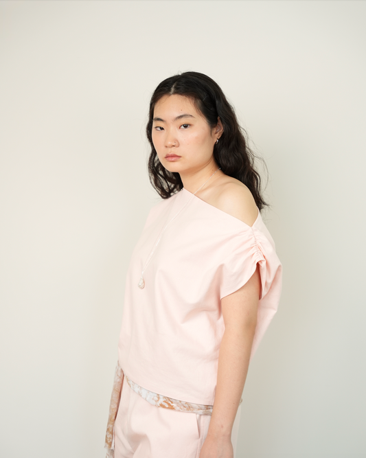 Asymmetrical Drape Top in Blush