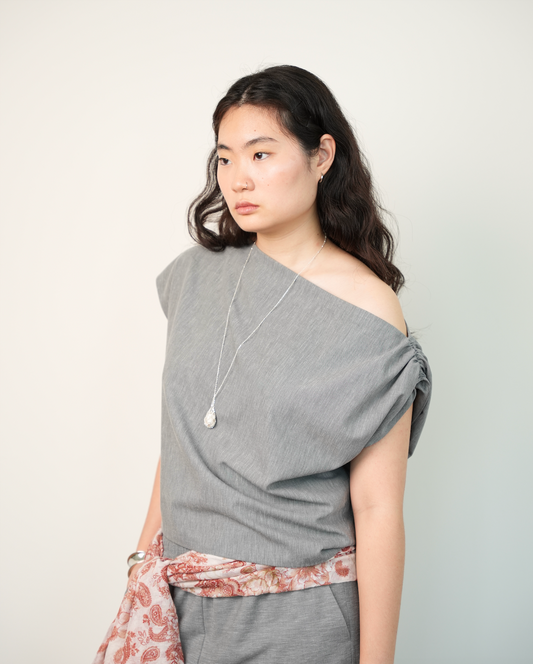 Asymmetrical Drape Top in Heather