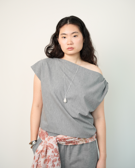 Asymmetrical Drape Top in Heather