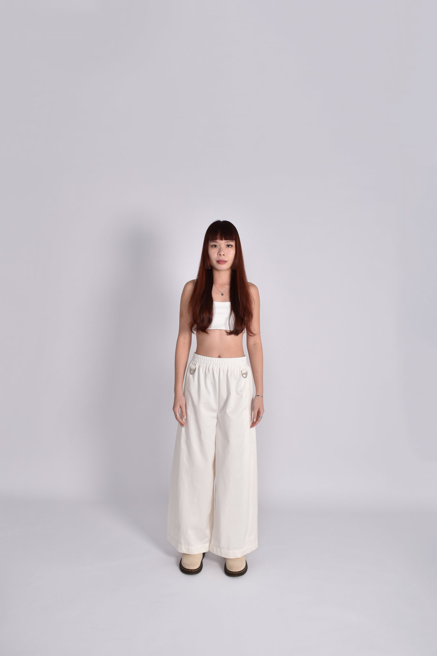 Unisex Cocoon Pleated Pants in White