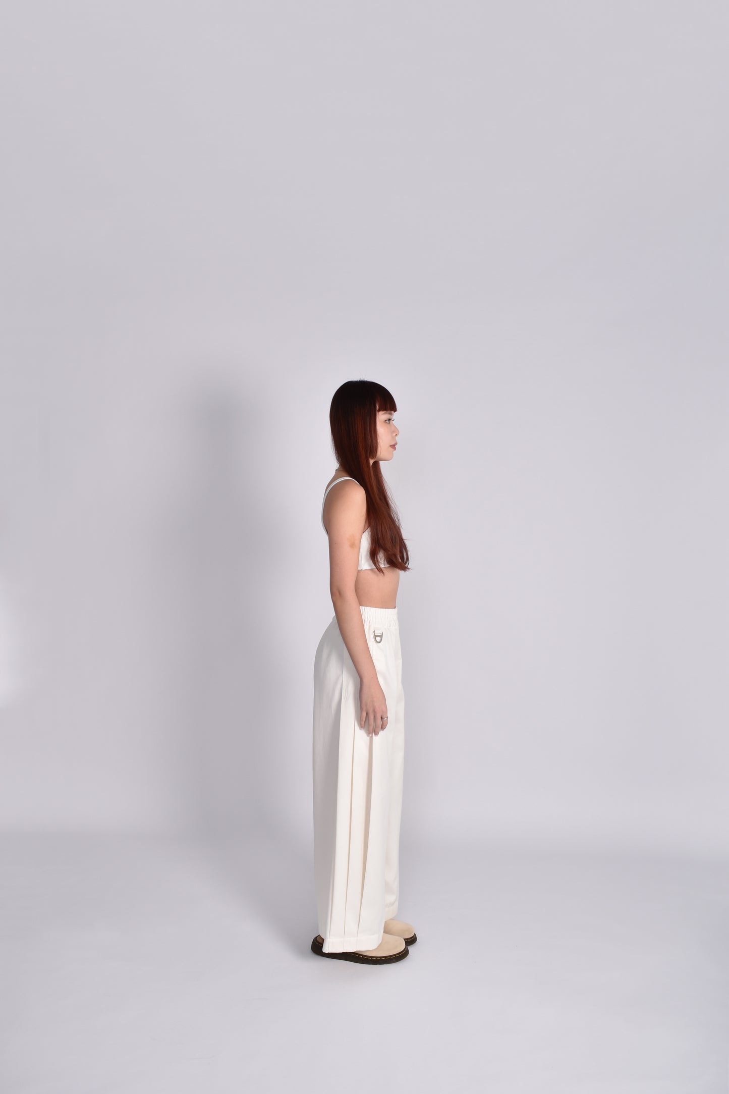 Unisex Cocoon Pleated Pants in White