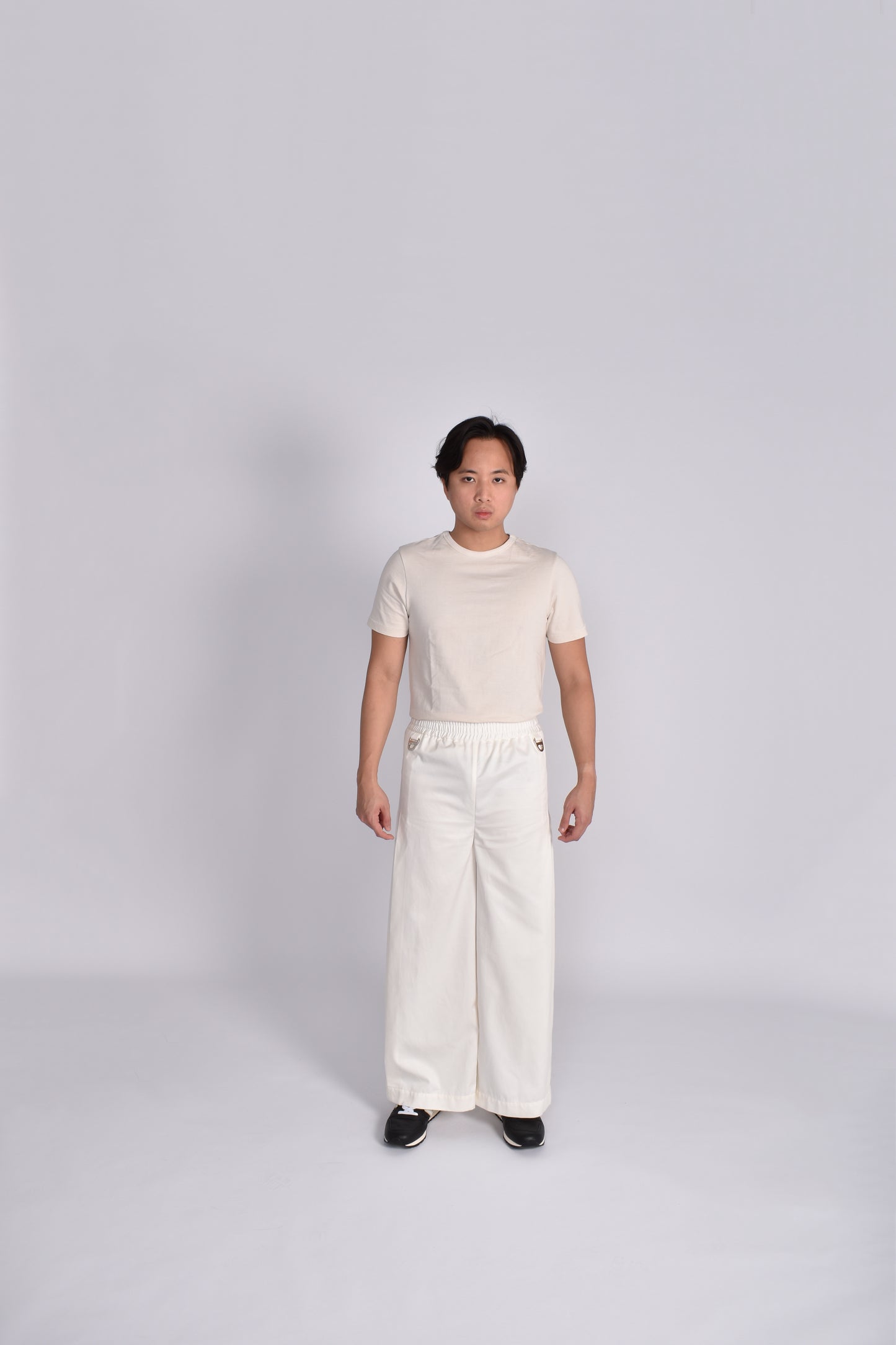 Unisex Cocoon Pleated Pants in White