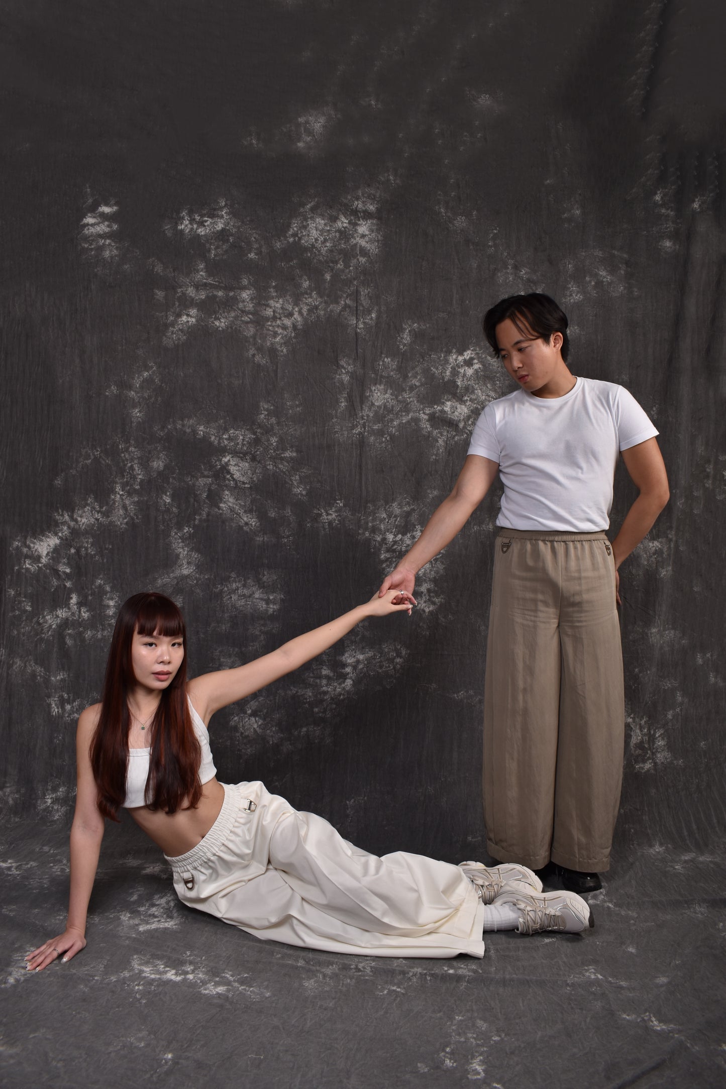 Unisex Cocoon Pleated Pants in White