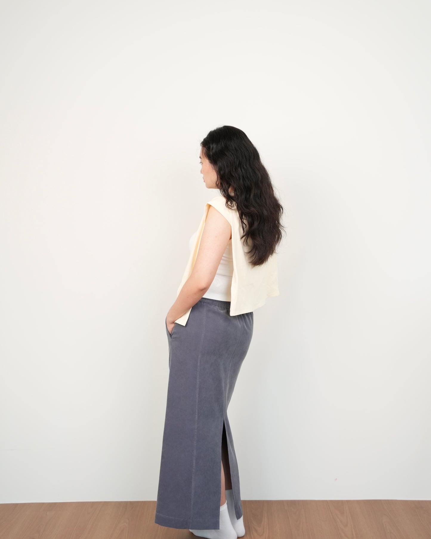 Angled Skirt in Navy