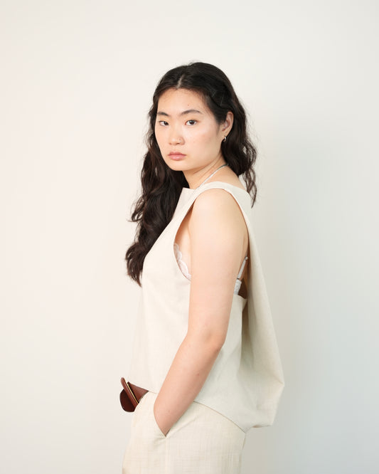 Twisted Back Tank in Flax