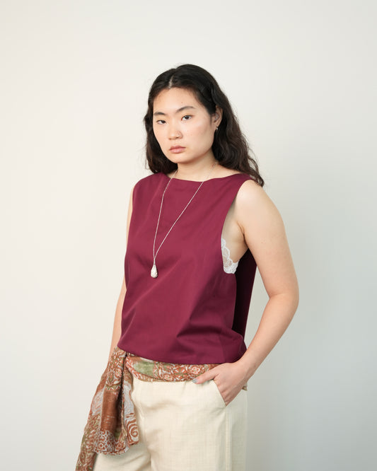 Twisted Back Tank in Wine