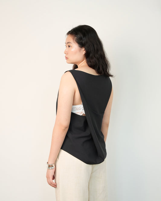 Twisted Back Tank in Black