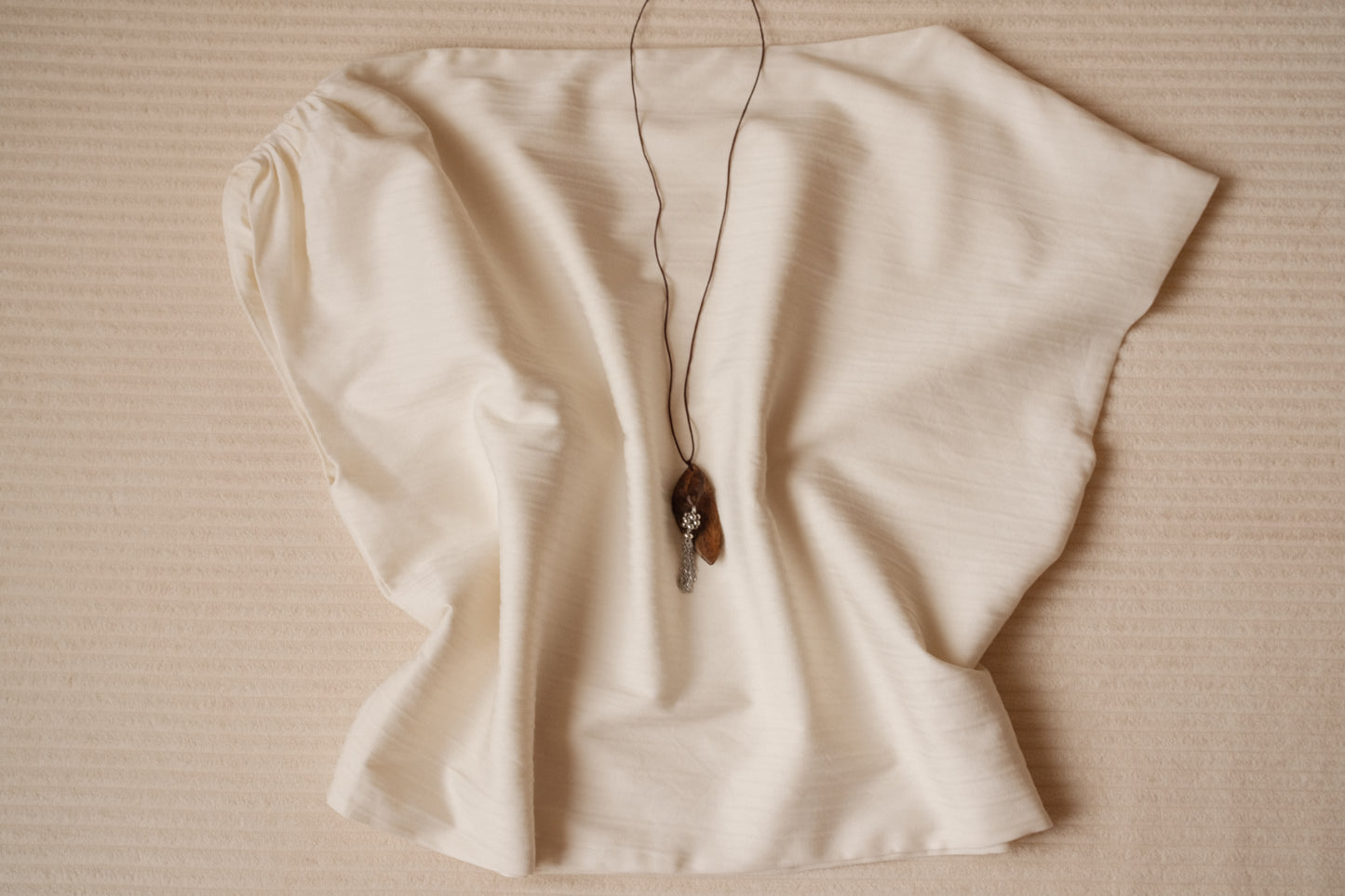 Asymmetrical Drape Top in Crème Stripe