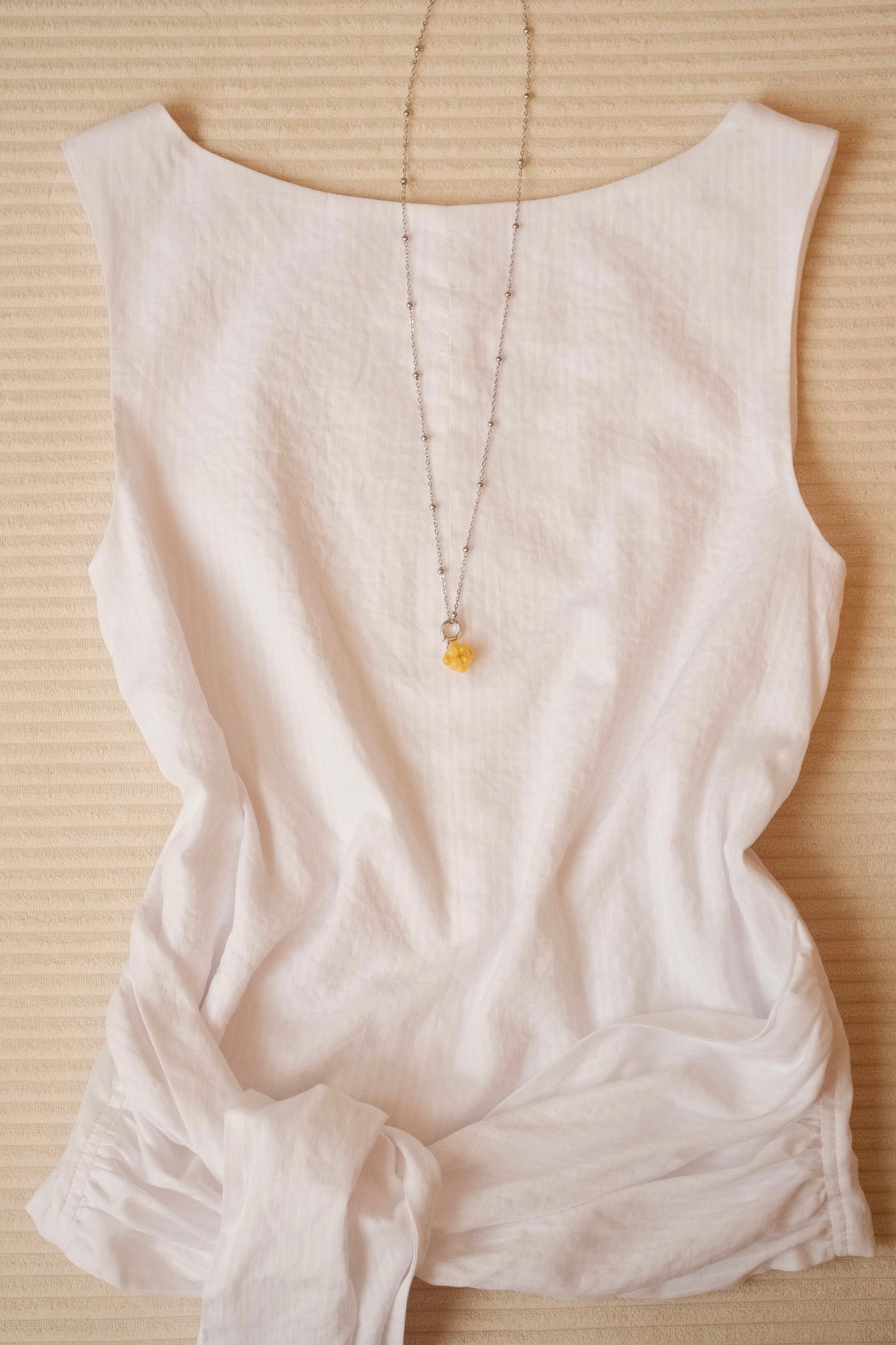 Boat Neck Tie Top in Cloud Crinkle