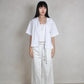 Pleated Shirt in White Dobby