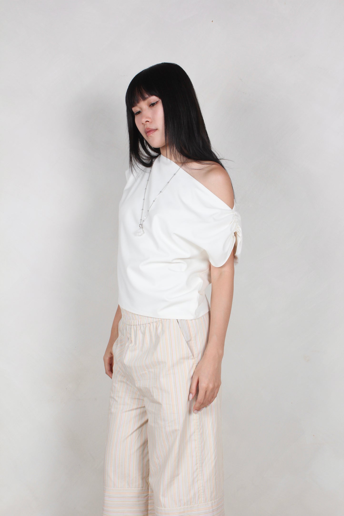 Asymmetrical Drape Top in Cream