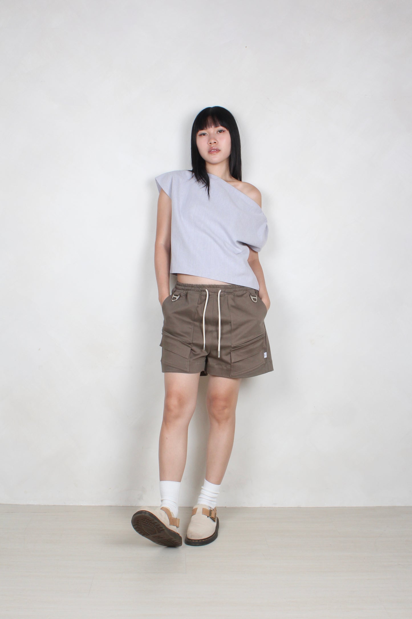 Unisex Cargo Shorts in Mink Khaki