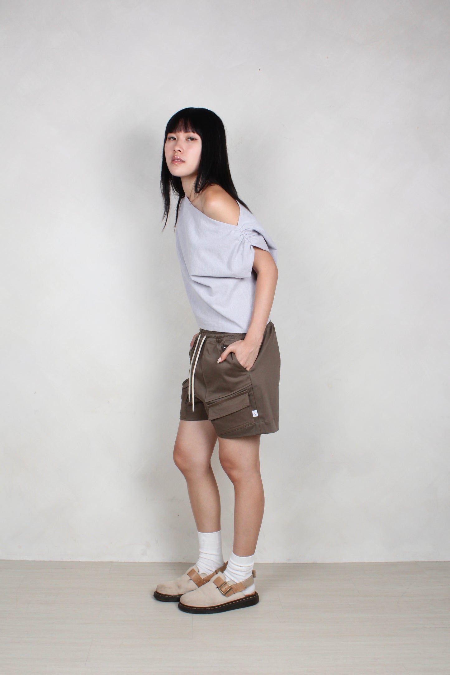 Unisex Cargo Shorts in Mink Khaki