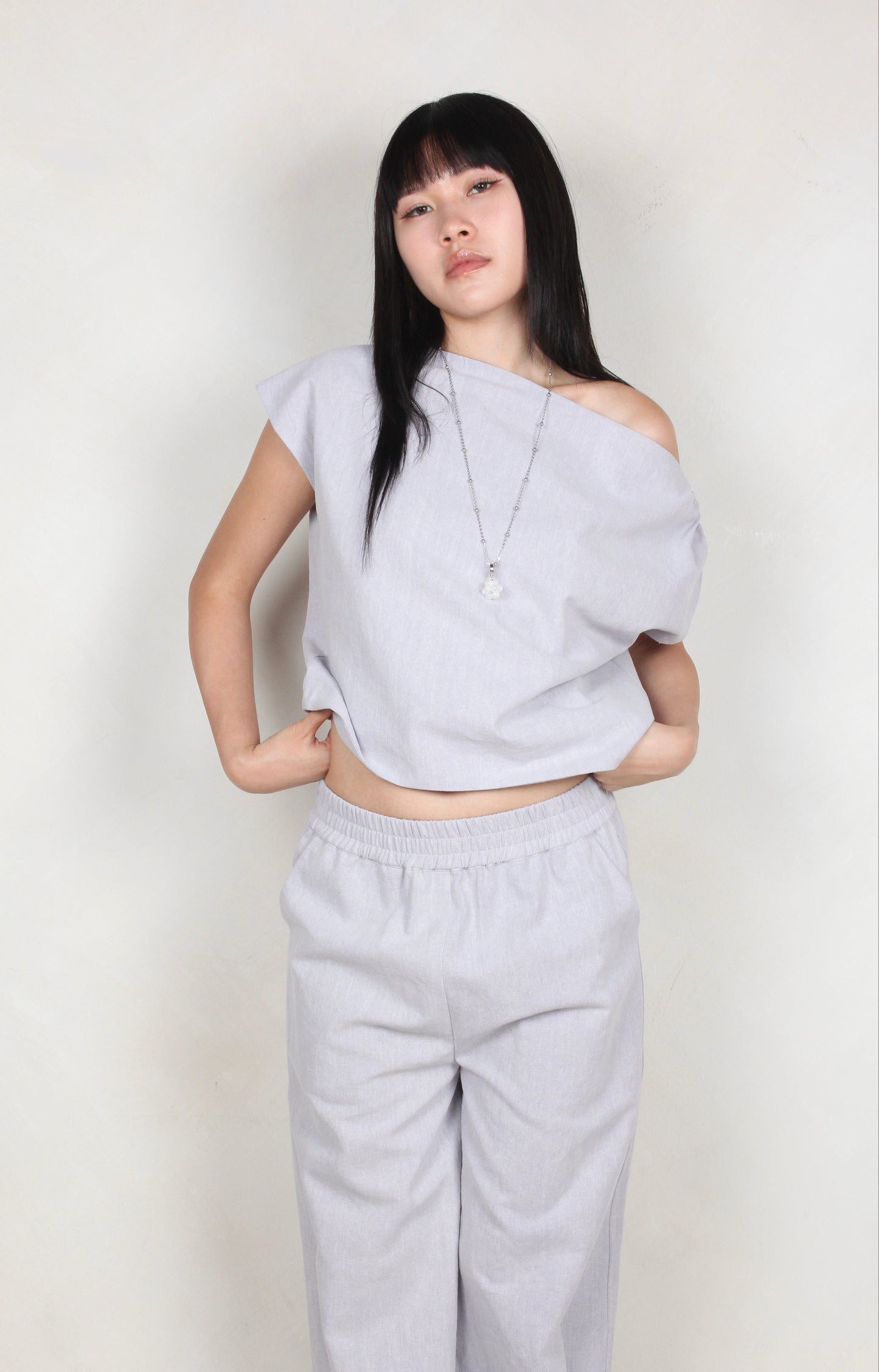 Asymmetrical Drape Top in Lilac