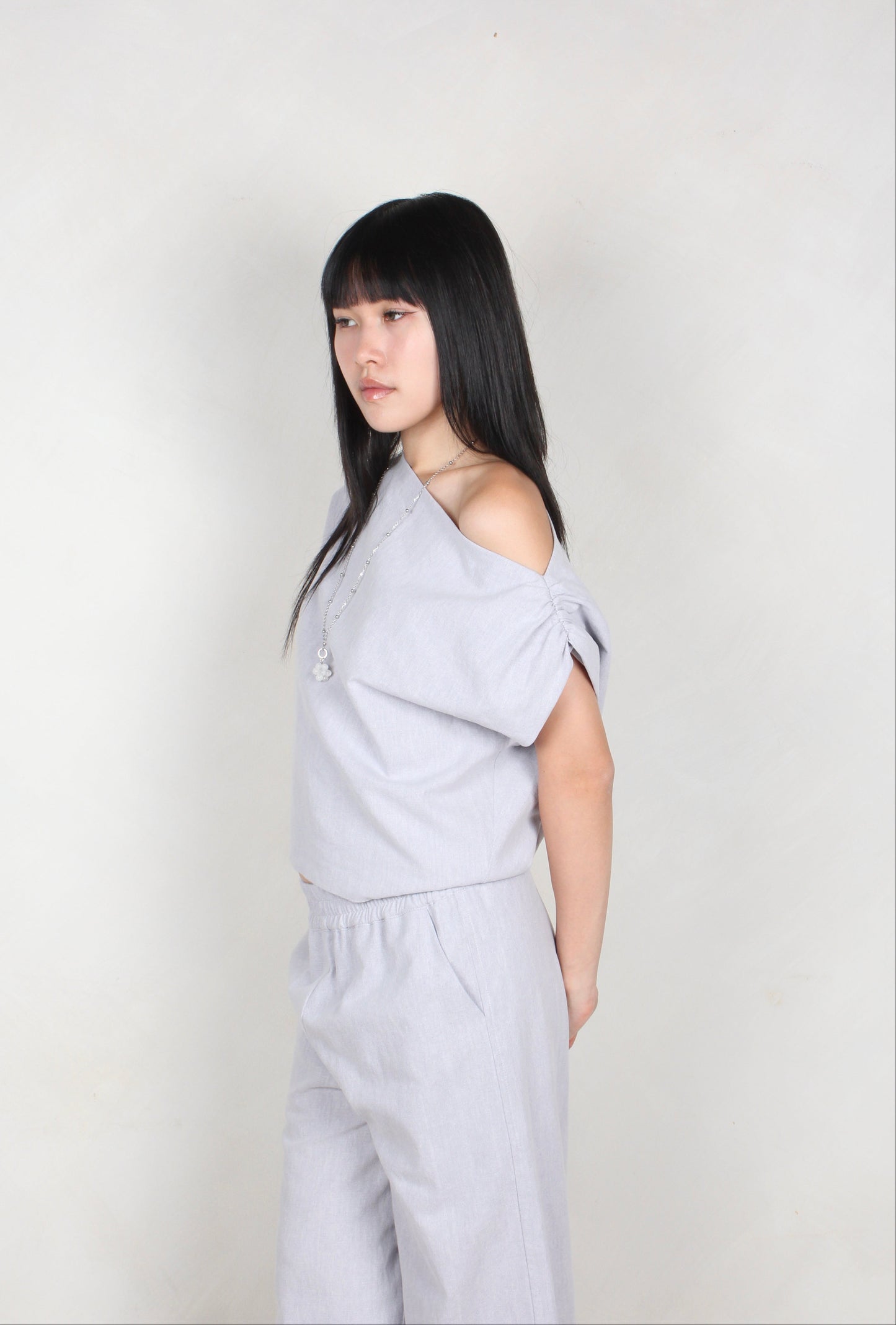Asymmetrical Drape Top in Lilac
