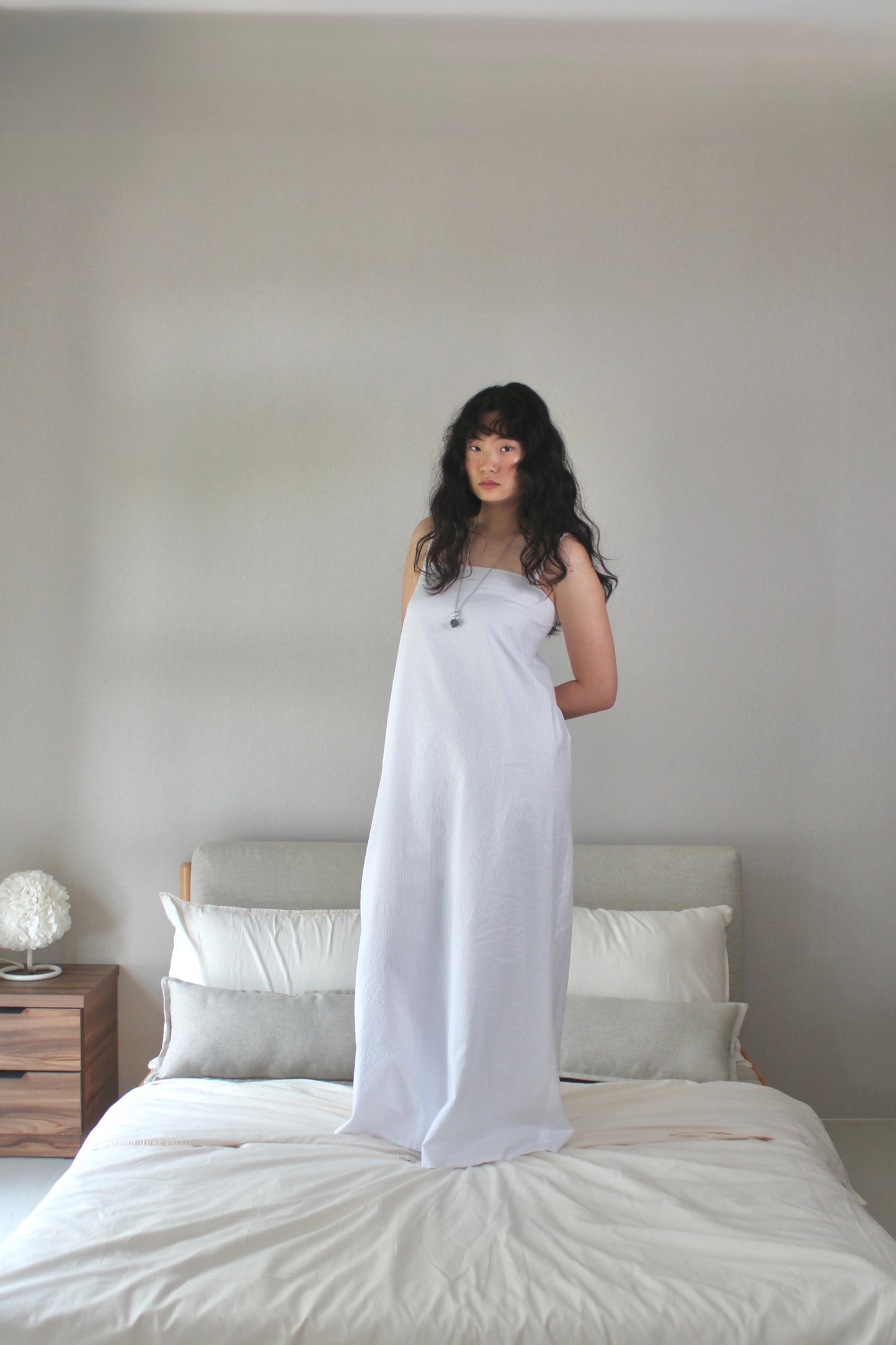Gathered Cami Dress in Cloud Crinkle