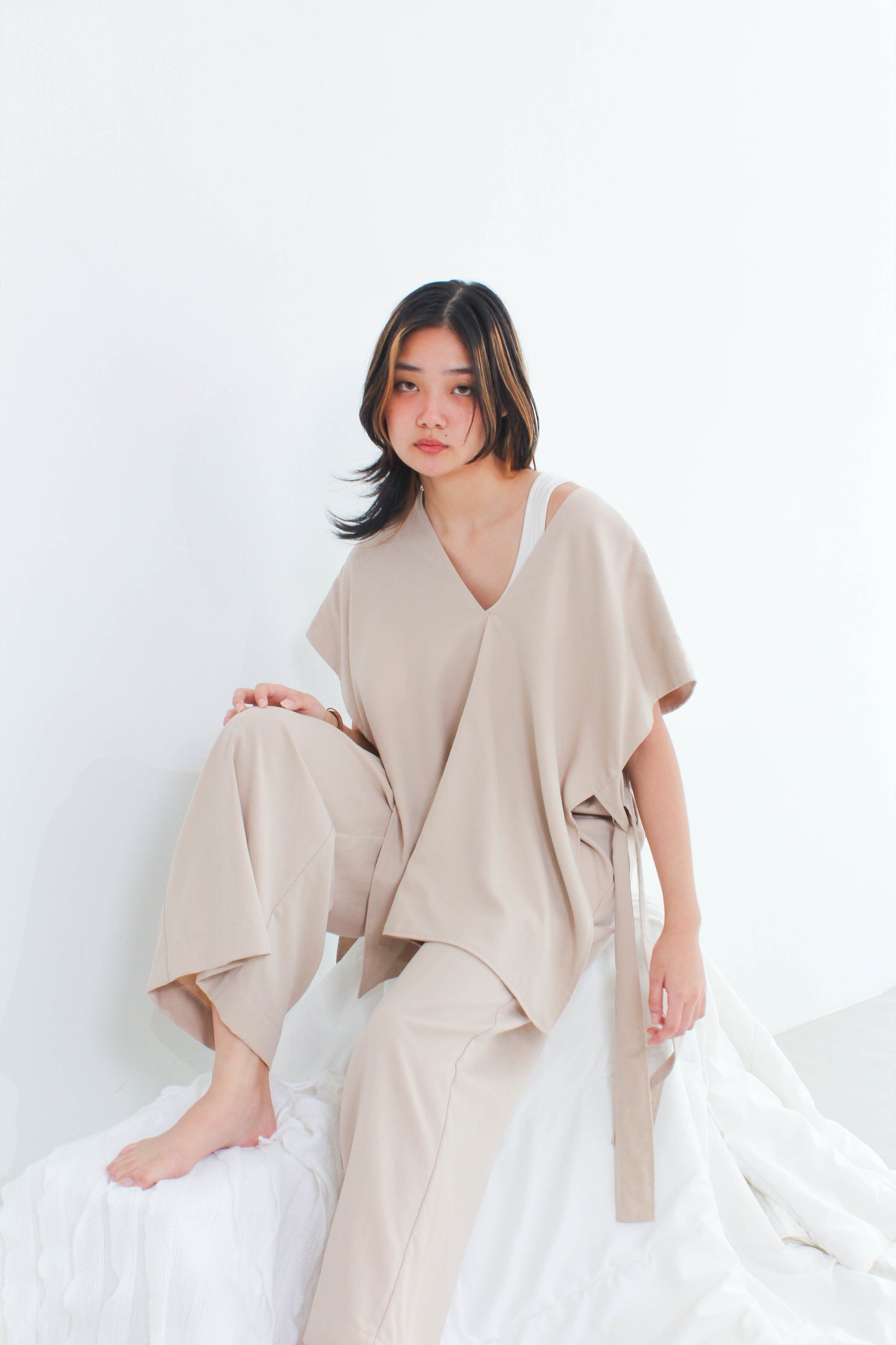 Unisex Relaxed Lounge Pants in Tan