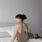 Cowl Neck Halter in Olive