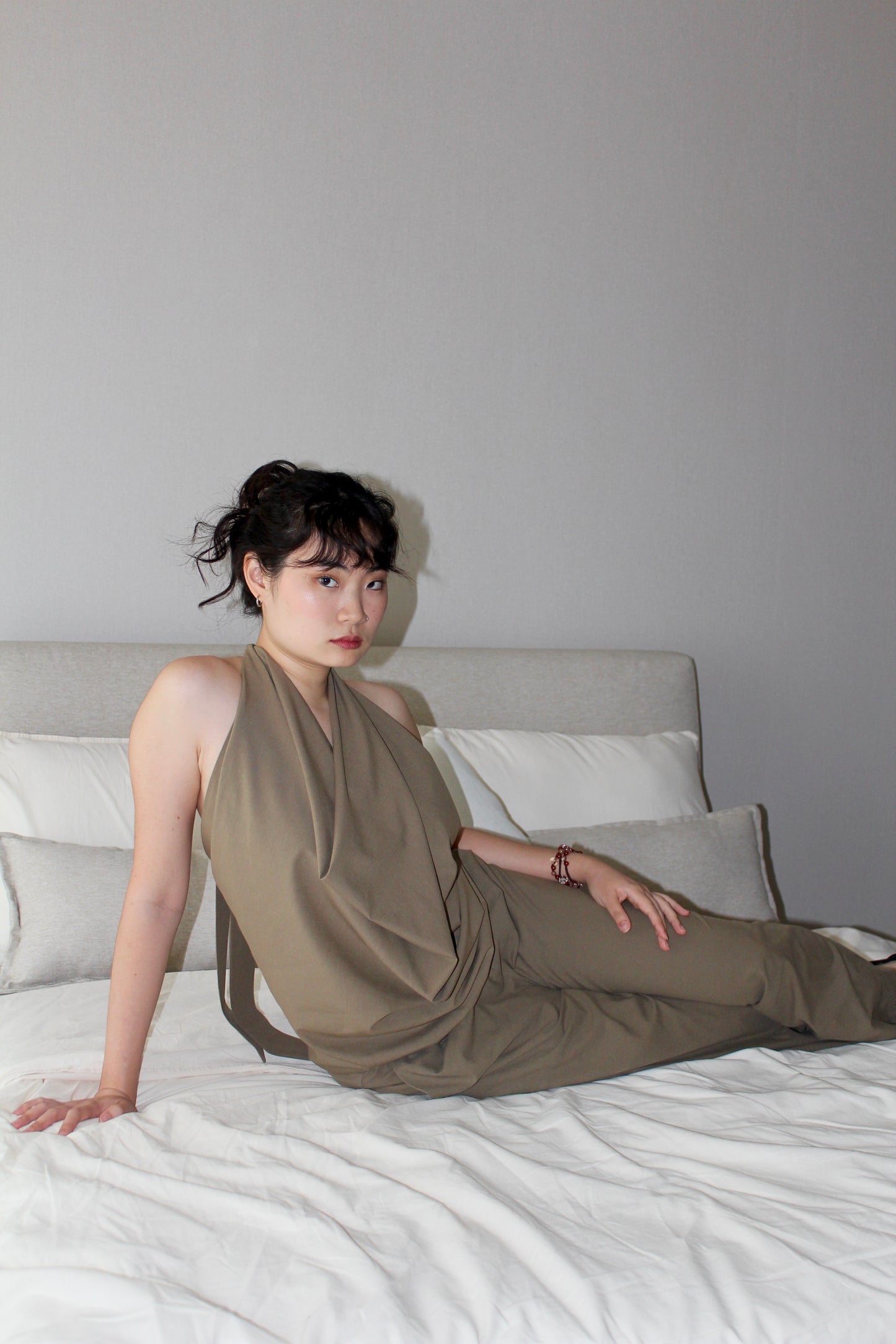 Cowl Neck Halter in Olive
