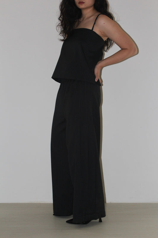 Gathered Cami in Noir Stripe