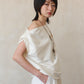 Asymmetrical Drape Top in Crème Stripe