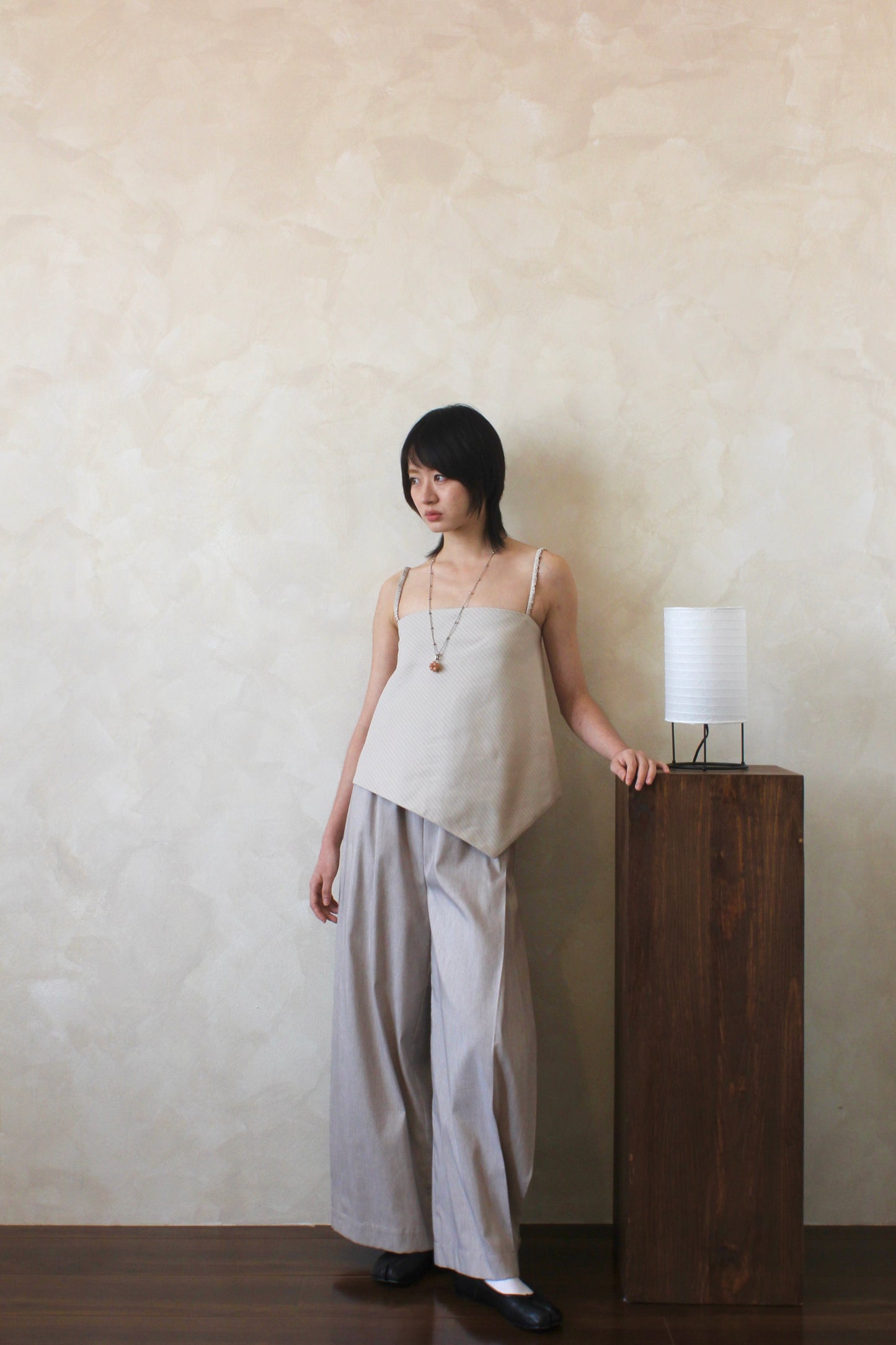 Unisex Pleated Cocoon Pants in Griege