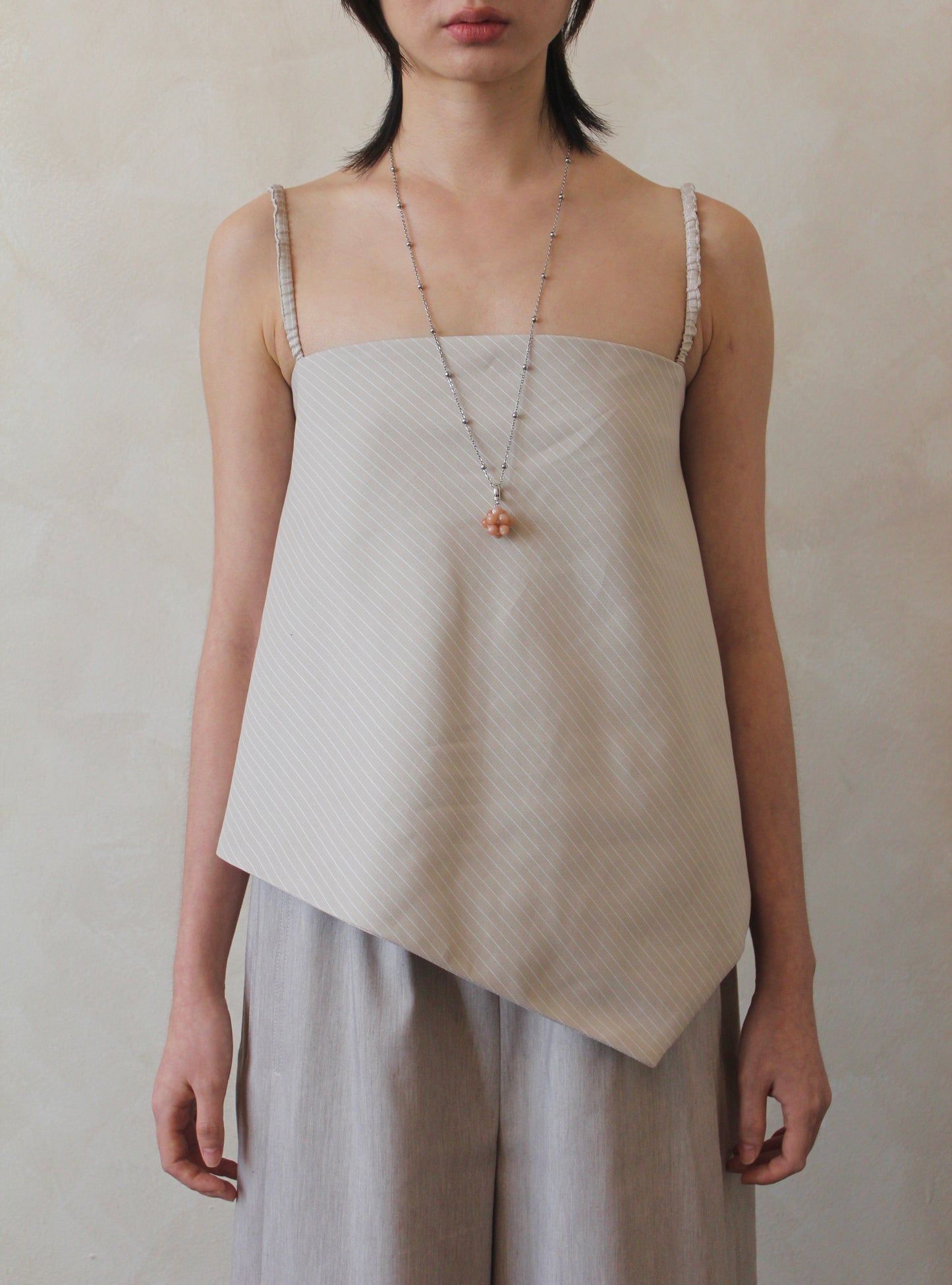 Gathered Cami Griege Stripe