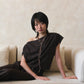 Asymmetrical Drape Top in Coffee Bean
