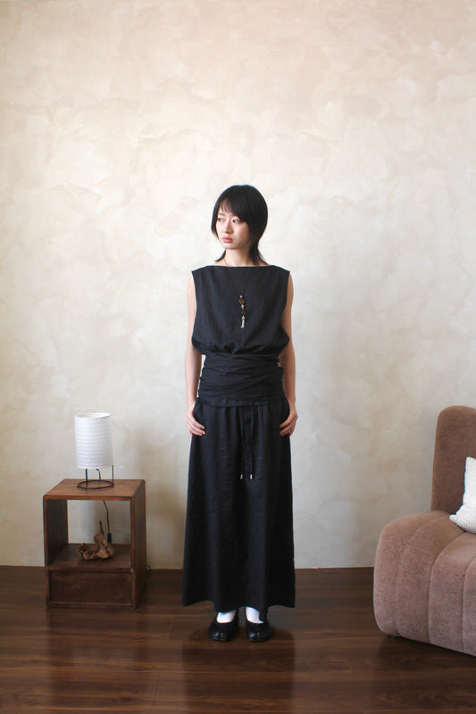 Boat Neck Tie Top in Shadow