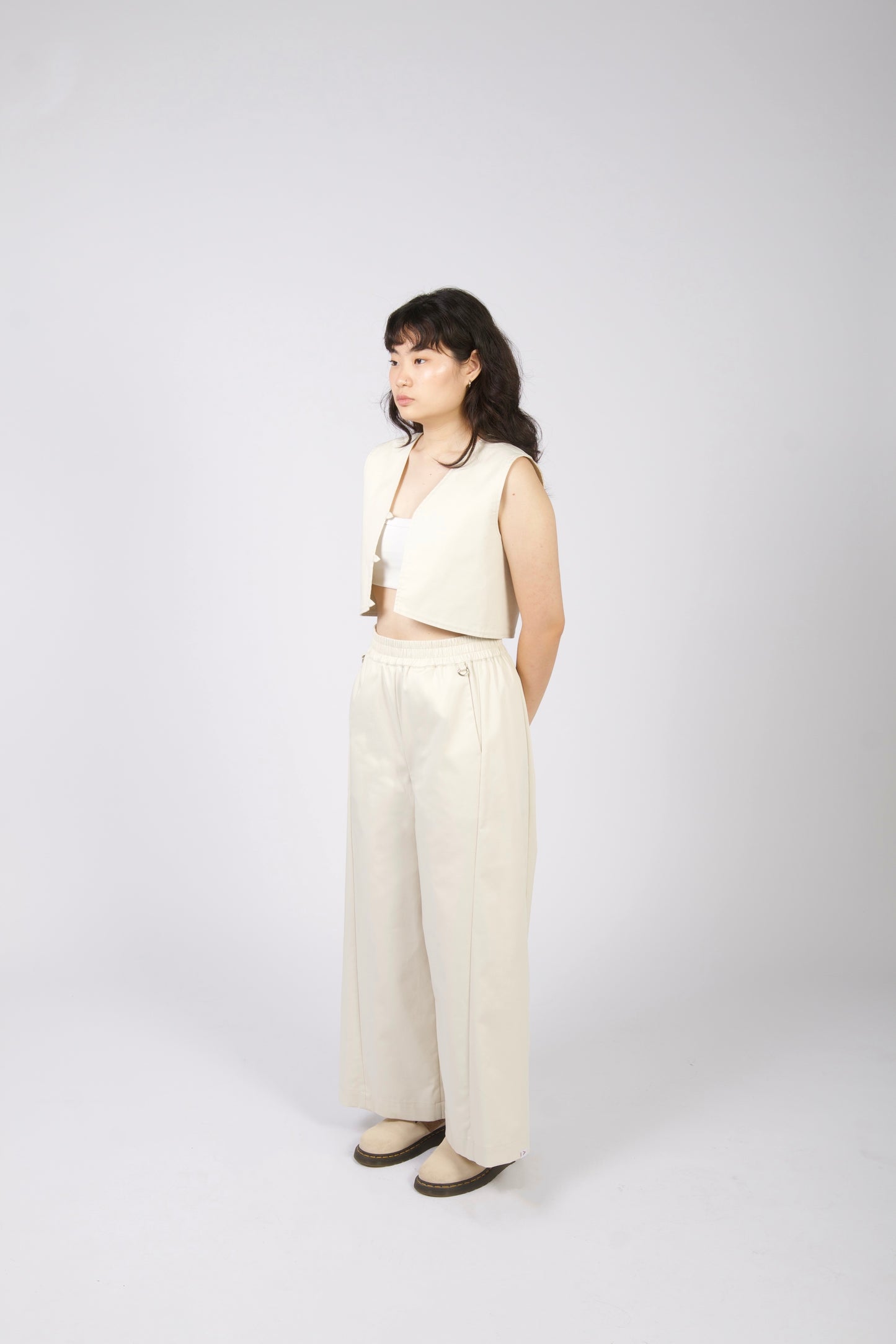 Unisex Angled Pants in Ecru