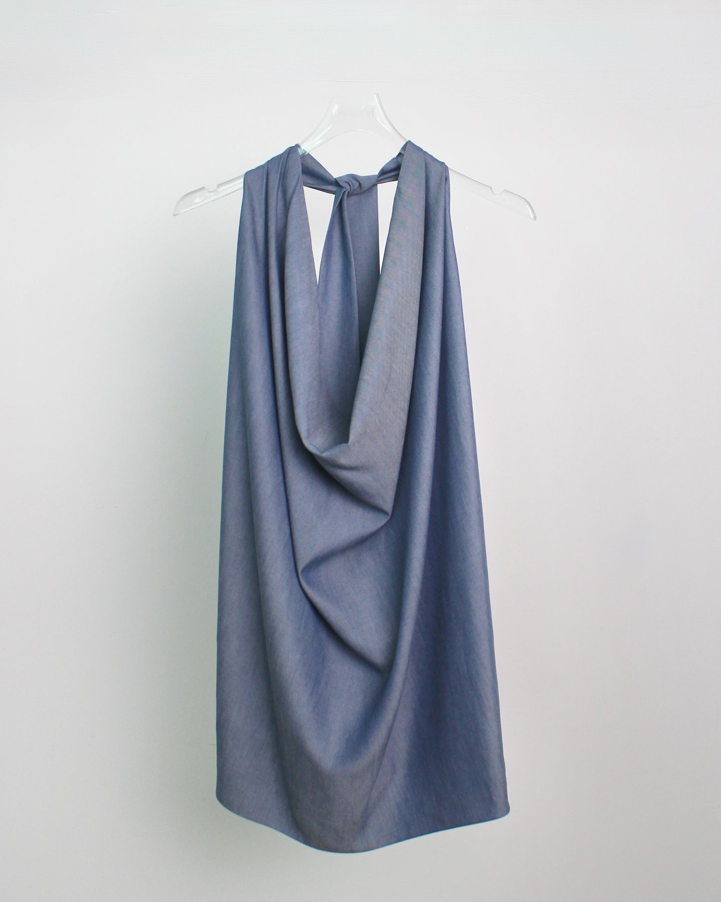 Cowl Neck Halter in Chambray