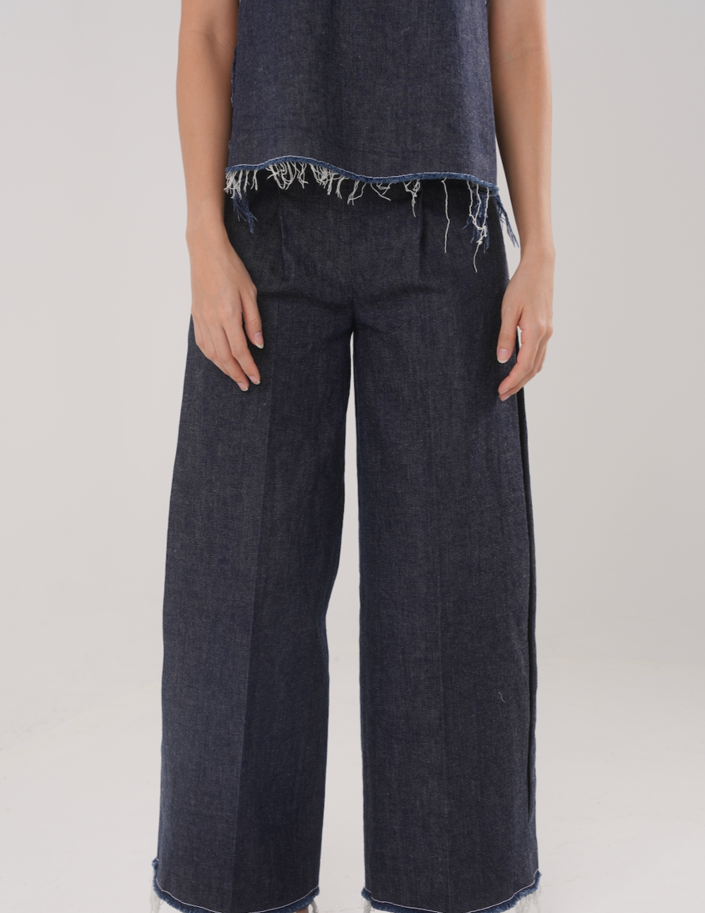 Cocoon Box Pleat Pants in Denim