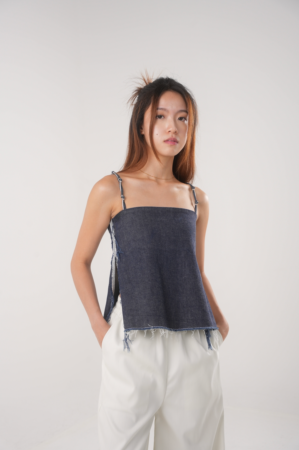 Slit Tank in Denim