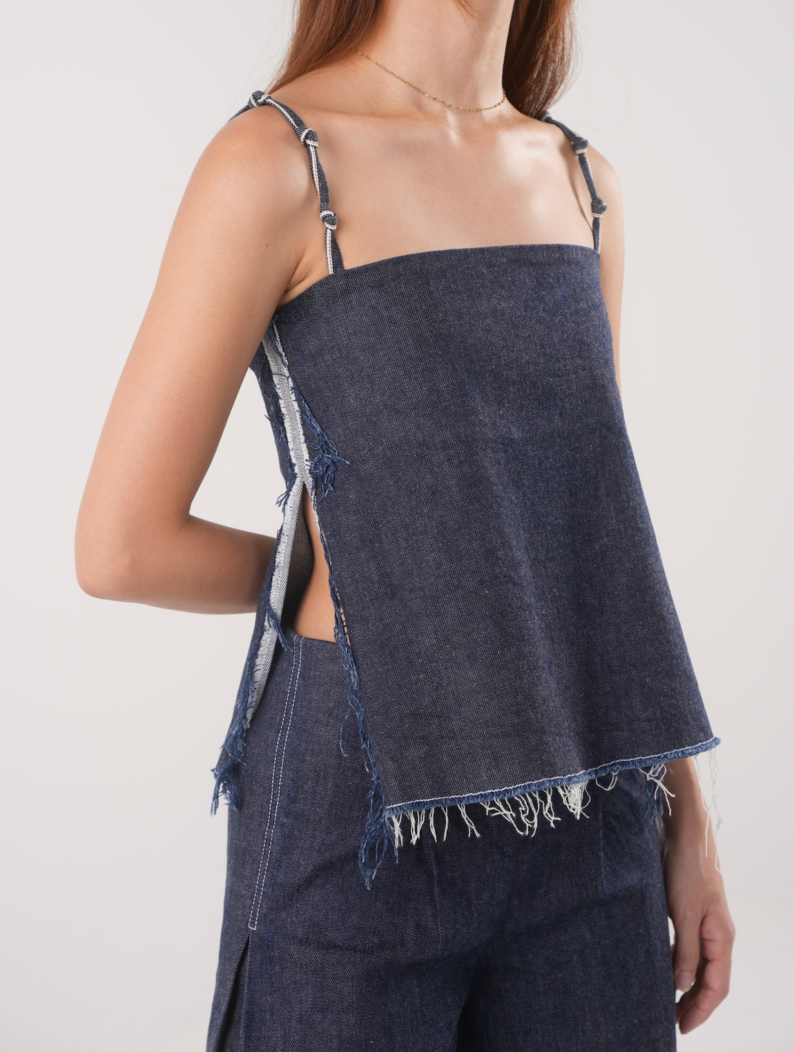 Slit Tank in Denim