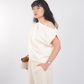 Asymmetrical Drape Top in Cream