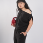 Asymmetrical Drape Top in Black