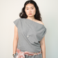 Asymmetrical Drape Top in Heather